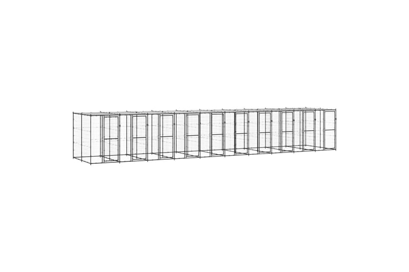 Koiran ulkohäkki katolla teräs 24,2 m² - Urheilu & vapaa-aika - Eläimille - Koira - Koirien kalusteet