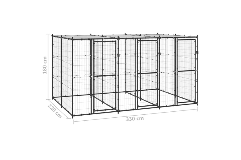 Koiran ulkohäkki katolla teräs 7,26 m² - Urheilu & vapaa-aika - Eläimille - Koira - Koirien kalusteet