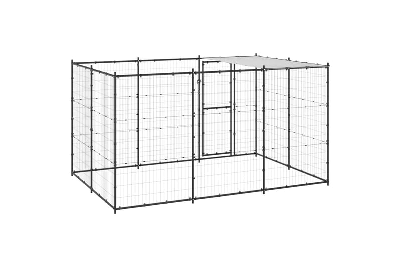 Koiran ulkohäkki katolla teräs 7,26 m² - Urheilu & vapaa-aika - Eläimille - Koira - Koirien kalusteet