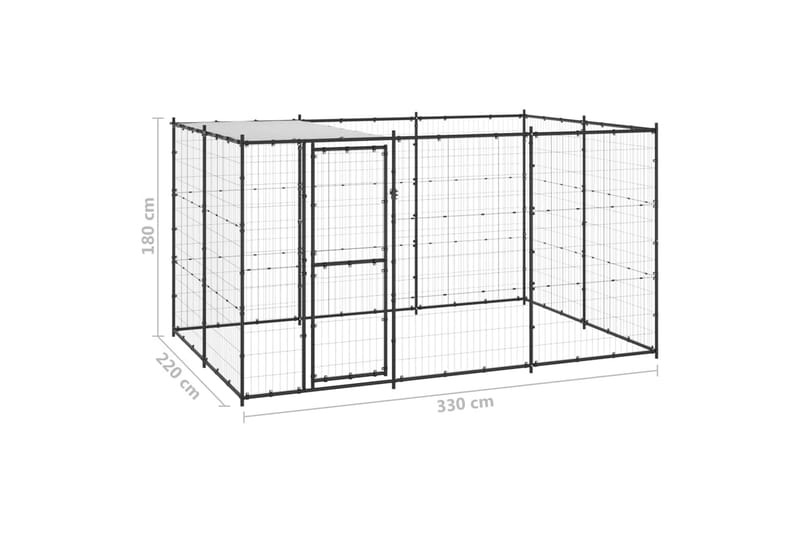 Koiran ulkohäkki katolla teräs 7,26 m² - Urheilu & vapaa-aika - Eläimille - Koira - Koirien kalusteet