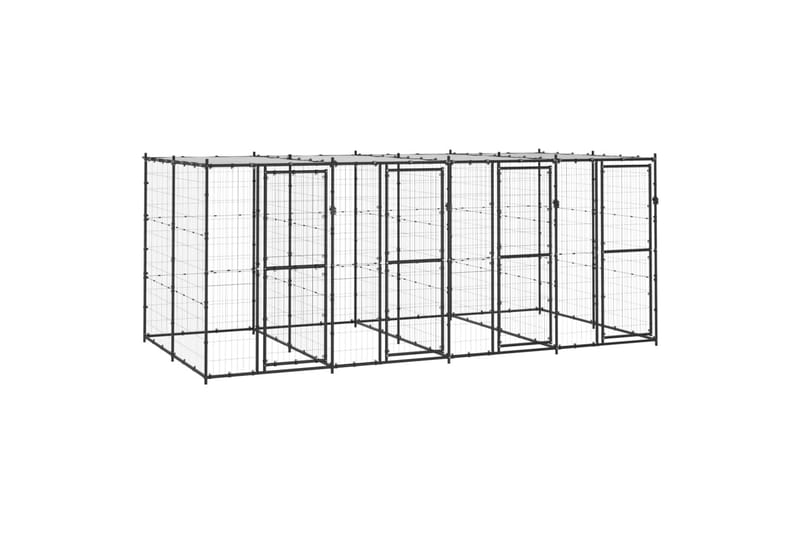 Koiran ulkohäkki katolla teräs 9,68 m² - Urheilu & vapaa-aika - Eläimille - Koira - Koirien kalusteet