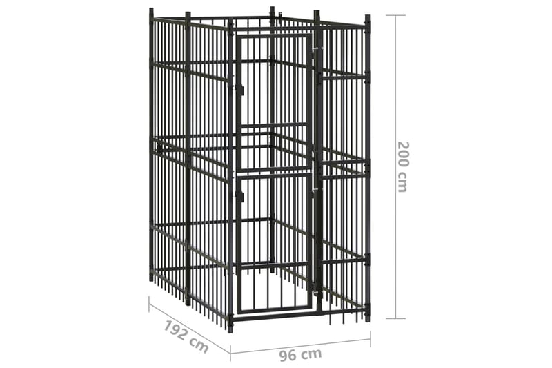 Koiran ulkohäkki teräs 1,84 m² - Musta - Urheilu & vapaa-aika - Eläimille - Koira - Koirien kalusteet