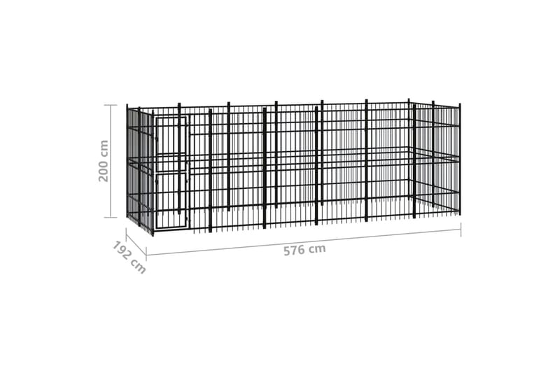 Koiran ulkohäkki teräs 11,06 m² - Musta - Urheilu & vapaa-aika - Eläimille - Koira - Koirien kalusteet