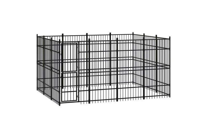 Koiran ulkohäkki teräs 11,06 m² - Musta - Urheilu & vapaa-aika - Eläimille - Koira - Koirien kalusteet