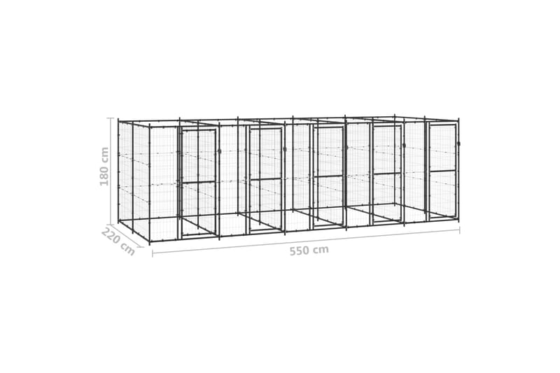 Koiran ulkohäkki teräs 12,1 m² - Urheilu & vapaa-aika - Eläimille - Koira - Koirien kalusteet