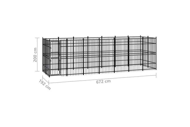 Koiran ulkohäkki teräs 12,9 m² - Musta - Koirien kalusteet - Koiraportti & koira-aitaus