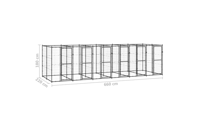 Koiran ulkohäkki teräs 14,52 m² - Koirien kalusteet - Koiraportti & koira-aitaus