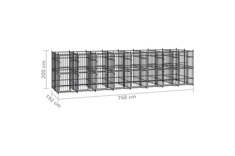 Koiran ulkohäkki teräs 14,75 m² - Musta - Koirien kalusteet - Koiraportti & koira-aitaus