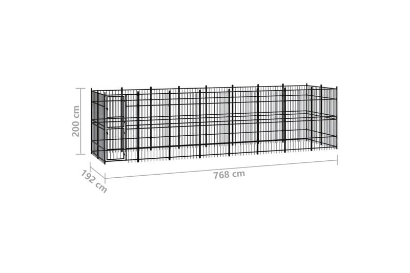 Koiran ulkohäkki teräs 14,75 m² - Musta - Koirien kalusteet - Koiraportti & koira-aitaus