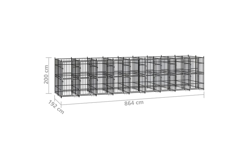 Koiran ulkohäkki teräs 16,59 m² - Musta - Koirien kalusteet - Koiraportti & koira-aitaus