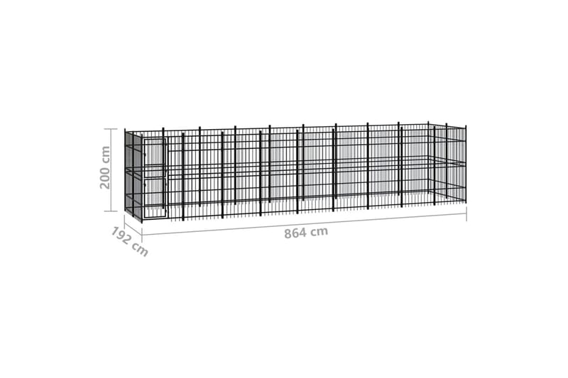 Koiran ulkohäkki teräs 16,59 m² - Musta - Koirien kalusteet - Koiraportti & koira-aitaus