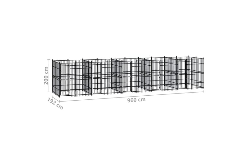 Koiran ulkohäkki teräs 18,43 m² - Musta - Koirien kalusteet - Koiraportti & koira-aitaus