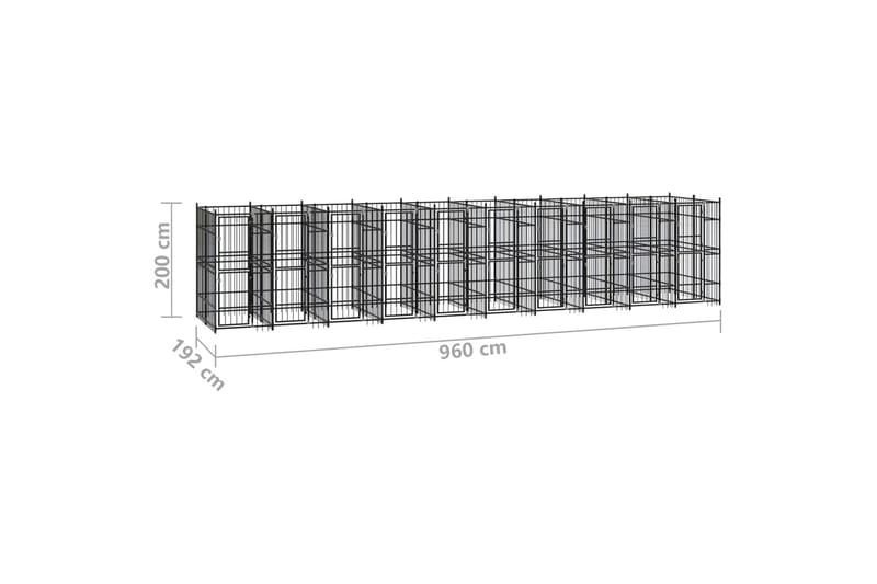 Koiran ulkohäkki teräs 18,43 m² - Musta - Koirien kalusteet - Koiraportti & koira-aitaus