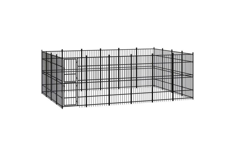 Koiran ulkohäkki teräs 22,12 m² - Musta - Urheilu & vapaa-aika - Eläimille - Koira - Koirien kalusteet