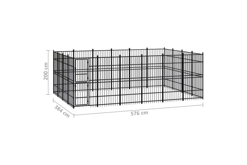Koiran ulkohäkki teräs 22,12 m² - Musta - Urheilu & vapaa-aika - Eläimille - Koira - Koirien kalusteet