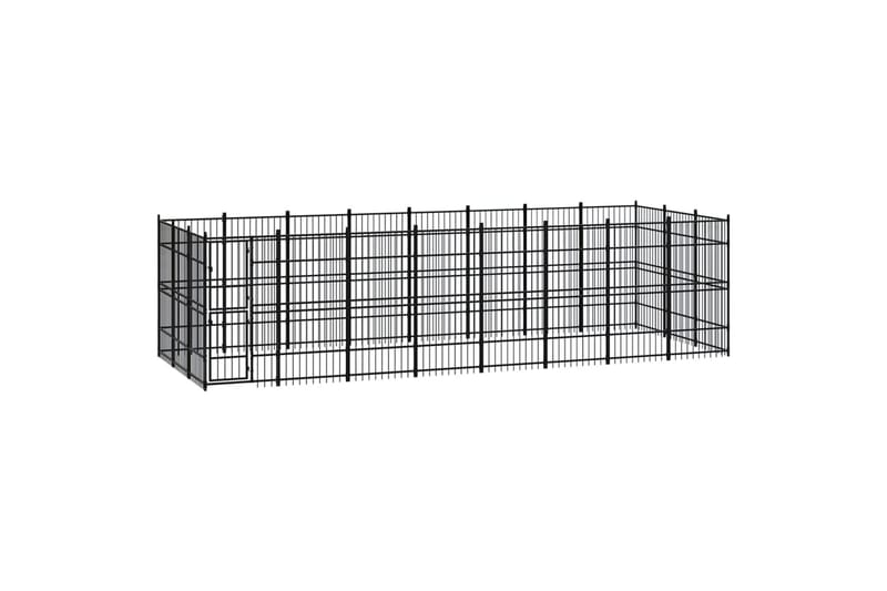 Koiran ulkohäkki teräs 22,12 m² - Musta - Urheilu & vapaa-aika - Eläimille - Koira - Koirien kalusteet