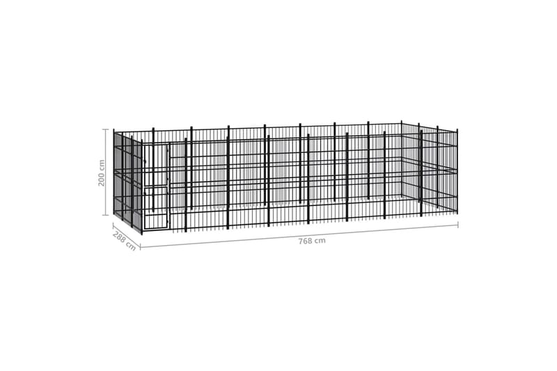 Koiran ulkohäkki teräs 22,12 m² - Musta - Urheilu & vapaa-aika - Eläimille - Koira - Koirien kalusteet