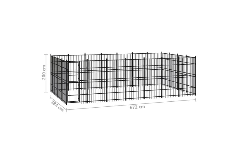 Koiran ulkohäkki teräs 25,8 m² - Musta - Urheilu & vapaa-aika - Eläimille - Koira - Koirien kalusteet