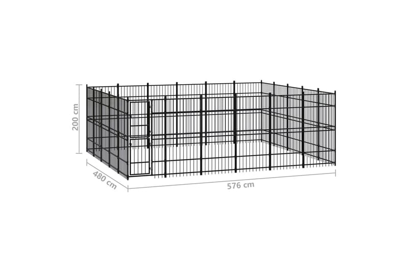 Koiran ulkohäkki teräs 27,65 m² - Musta - Urheilu & vapaa-aika - Eläimille - Koira - Koirien kalusteet