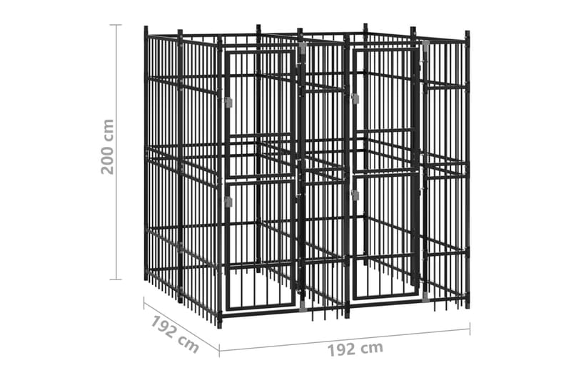 Koiran ulkohäkki teräs 3,69 m² - Musta - Urheilu & vapaa-aika - Eläimille - Koira - Koirien kalusteet