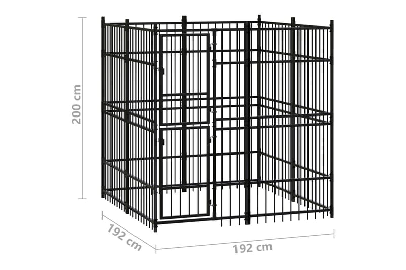 Koiran ulkohäkki teräs 3,69 m² - Musta - Koirien kalusteet - Koiraportti & koira-aitaus