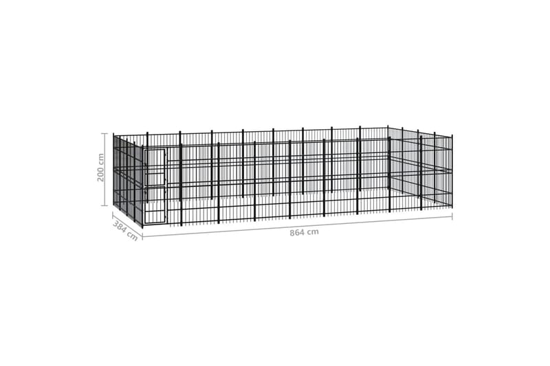 Koiran ulkohäkki teräs 33,18 m² - Musta - Urheilu & vapaa-aika - Eläimille - Koira - Koirien kalusteet