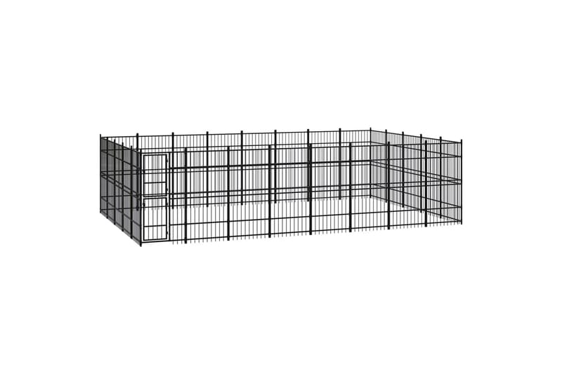 Koiran ulkohäkki teräs 36,86 m² - Musta - Urheilu & vapaa-aika - Eläimille - Koira - Koirien kalusteet