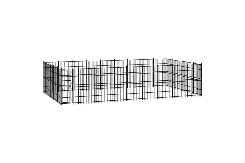 Koiran ulkohäkki teräs 41,47 m² - Musta - Urheilu & vapaa-aika - Eläimille - Koira - Koirien kalusteet