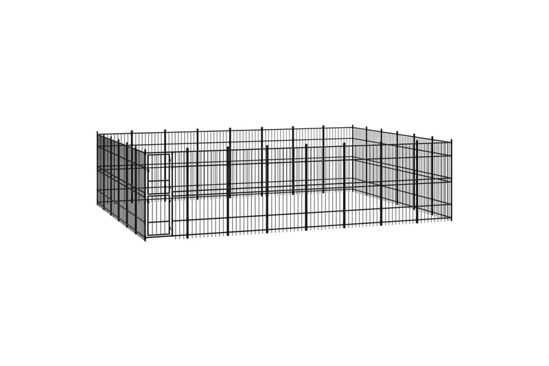 Koiran ulkohäkki teräs 44,24 m² - Musta - Urheilu & vapaa-aika - Eläimille - Koira - Koirien kalusteet