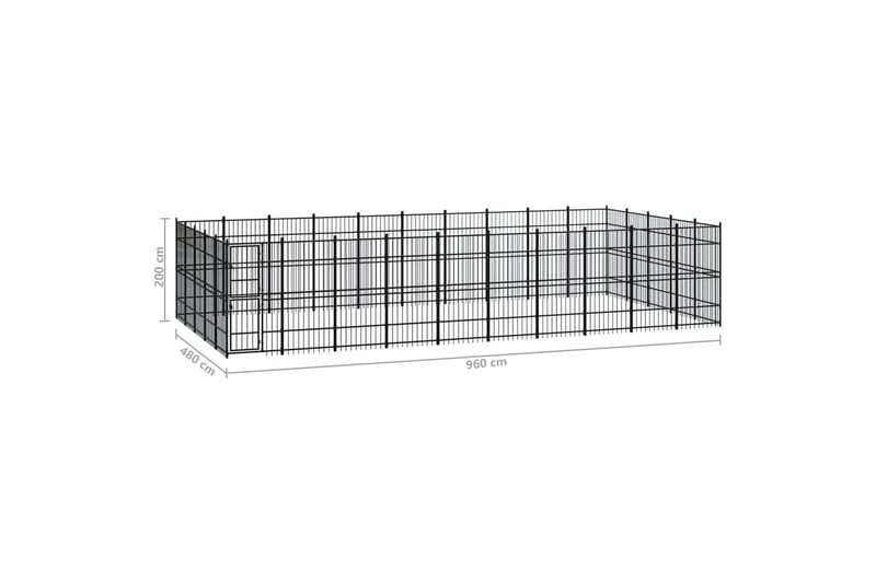 Koiran ulkohäkki teräs 46,08 m² - Musta - Urheilu & vapaa-aika - Eläimille - Koira - Koirien kalusteet