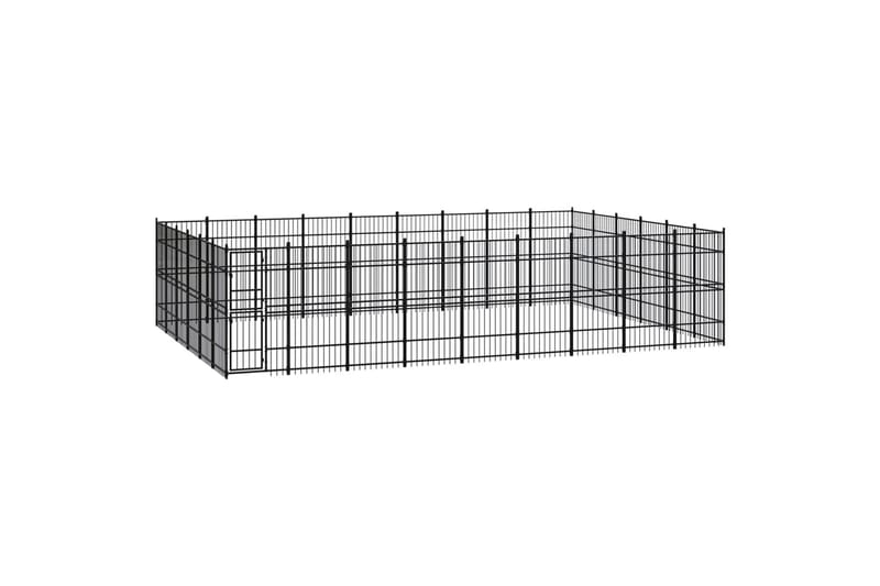 Koiran ulkohäkki teräs 49,77 m² - Musta - Urheilu & vapaa-aika - Eläimille - Koira - Koirien kalusteet