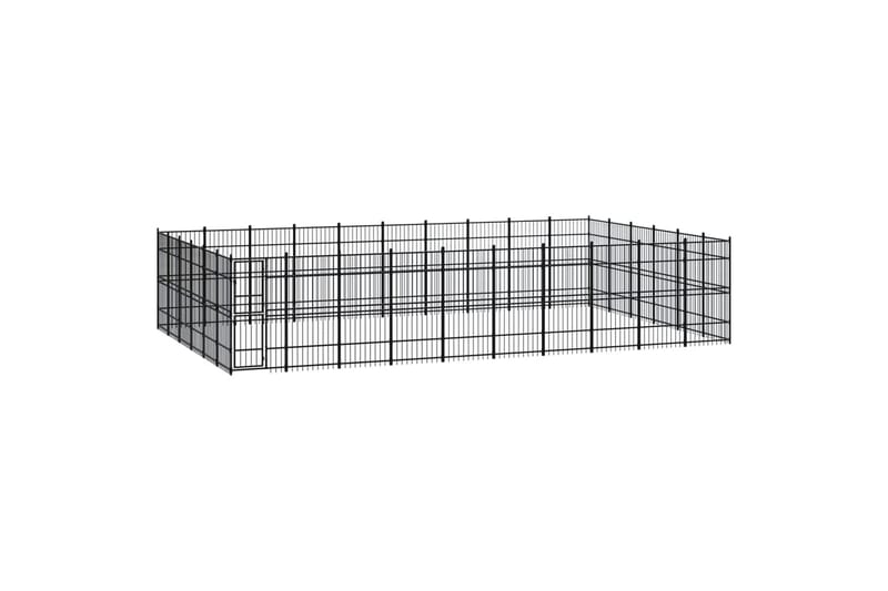 Koiran ulkohäkki teräs 55,3 m² - Musta - Urheilu & vapaa-aika - Eläimille - Koira - Koirien kalusteet