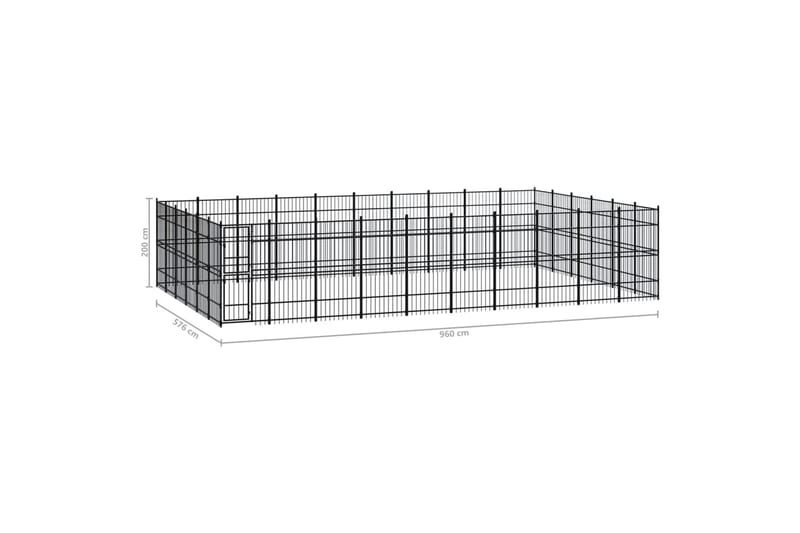 Koiran ulkohäkki teräs 55,3 m² - Musta - Urheilu & vapaa-aika - Eläimille - Koira - Koirien kalusteet