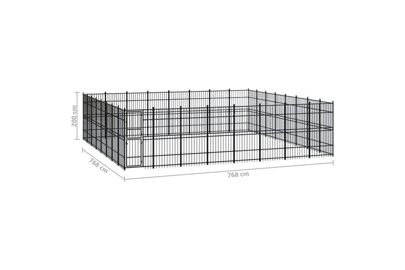 Koiran ulkohäkki teräs 58,98 m² - Musta - Urheilu & vapaa-aika - Eläimille - Koira - Koirien kalusteet