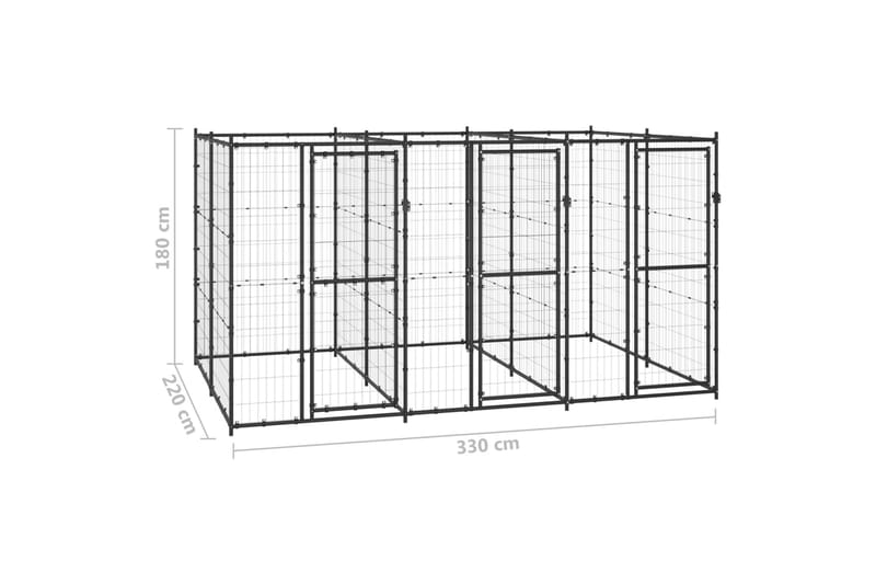 Koiran ulkohäkki teräs 7,26 m² - Koirien kalusteet - Koiraportti & koira-aitaus