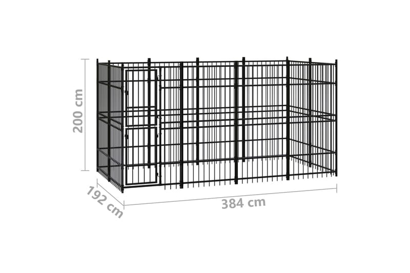 Koiran ulkohäkki teräs 7,37 m² - Musta - Urheilu & vapaa-aika - Eläimille - Koira - Koirien kalusteet