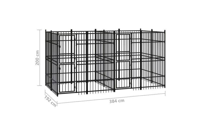 Koiran ulkohäkki teräs 7,37 m² - Musta - Urheilu & vapaa-aika - Eläimille - Koira - Koirien kalusteet