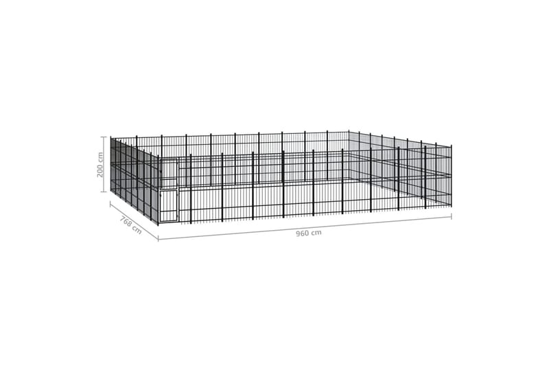 Koiran ulkohäkki teräs 73,73 m² - Musta - Urheilu & vapaa-aika - Eläimille - Koira - Koirien kalusteet