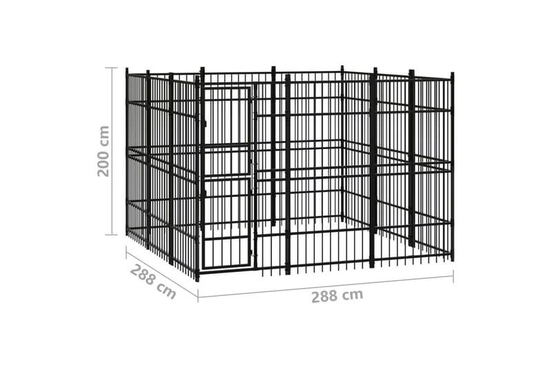 Koiran ulkohäkki teräs 8,29 m² - Musta - Koirien kalusteet - Koiraportti & koira-aitaus