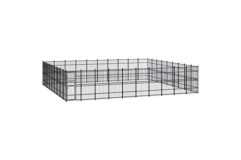 Koiran ulkohäkki teräs 82,94 m² - Musta - Urheilu & vapaa-aika - Eläimille - Koira - Koirien kalusteet