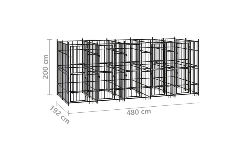 Koiran ulkohäkki teräs 9,22 m² - Musta - Koirien kalusteet - Koiraportti & koira-aitaus