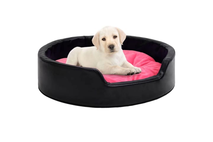 Koiran peti musta ja pinkki 79x70x19 cm plyysi ja keinonahka - Musta - Koirien kalusteet - Koiran peti & koiran sänky