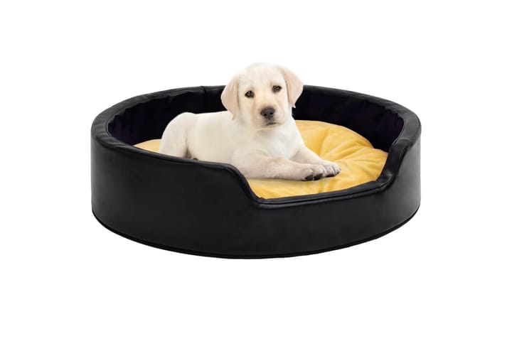 Koiran peti musta ja keltainen 79x70x19 cm plyysi ja keinona - Musta - Koirien kalusteet - Koiran peti & koiran sänky