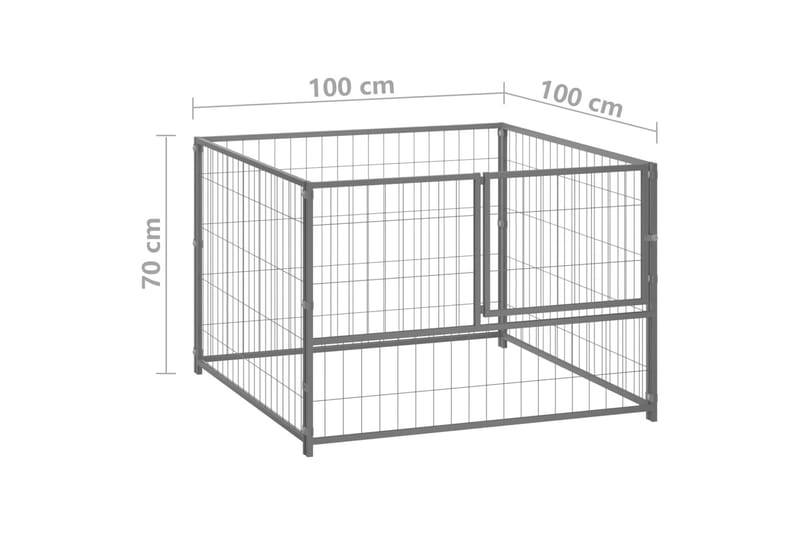 Koiranhäkki hopea 100x100x70 cm teräs - Hopea - Koirien kalusteet - Koiraportti & koira-aitaus