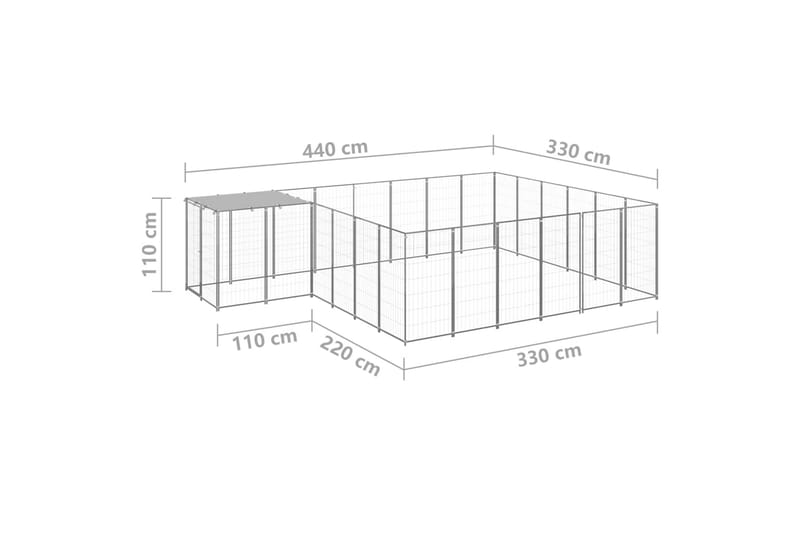 Koiranhäkki hopea 12,1 m² teräs - Hopea - Urheilu & vapaa-aika - Eläimille - Koira - Koirien kalusteet