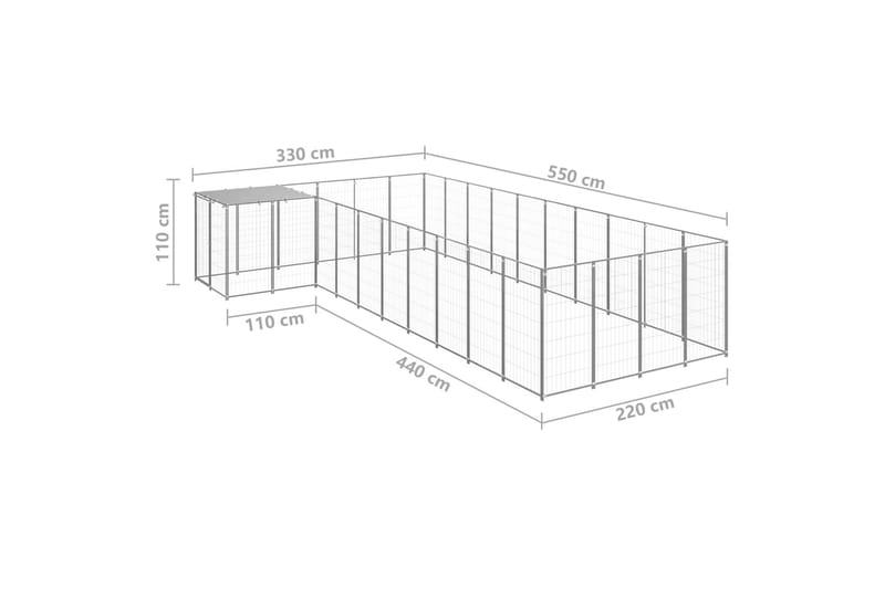 Koiranhäkki hopea 13,31 m² teräs - Hopea - Koirien kalusteet - Koiraportti & koira-aitaus