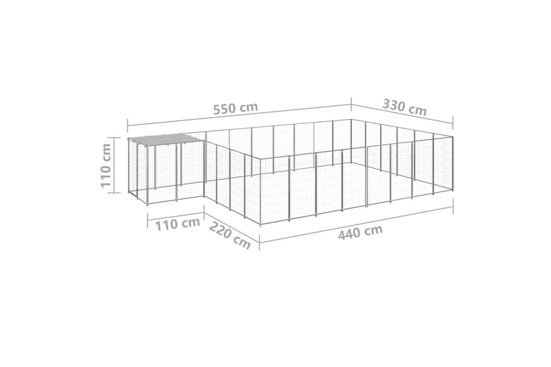 Koiranhäkki hopea 15,73 m² teräs - Hopea - Urheilu & vapaa-aika - Eläimille - Koira - Koirien kalusteet