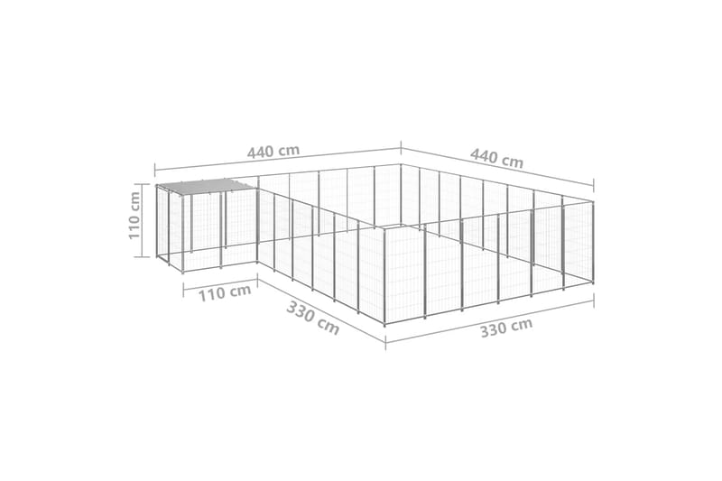 Koiranhäkki hopea 15,73 m² teräs - Hopea - Koirien kalusteet - Koiraportti & koira-aitaus