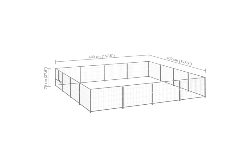 Koiranhäkki hopea 16 m² teräs - Hopea - Urheilu & vapaa-aika - Eläimille - Koira - Koirien kalusteet