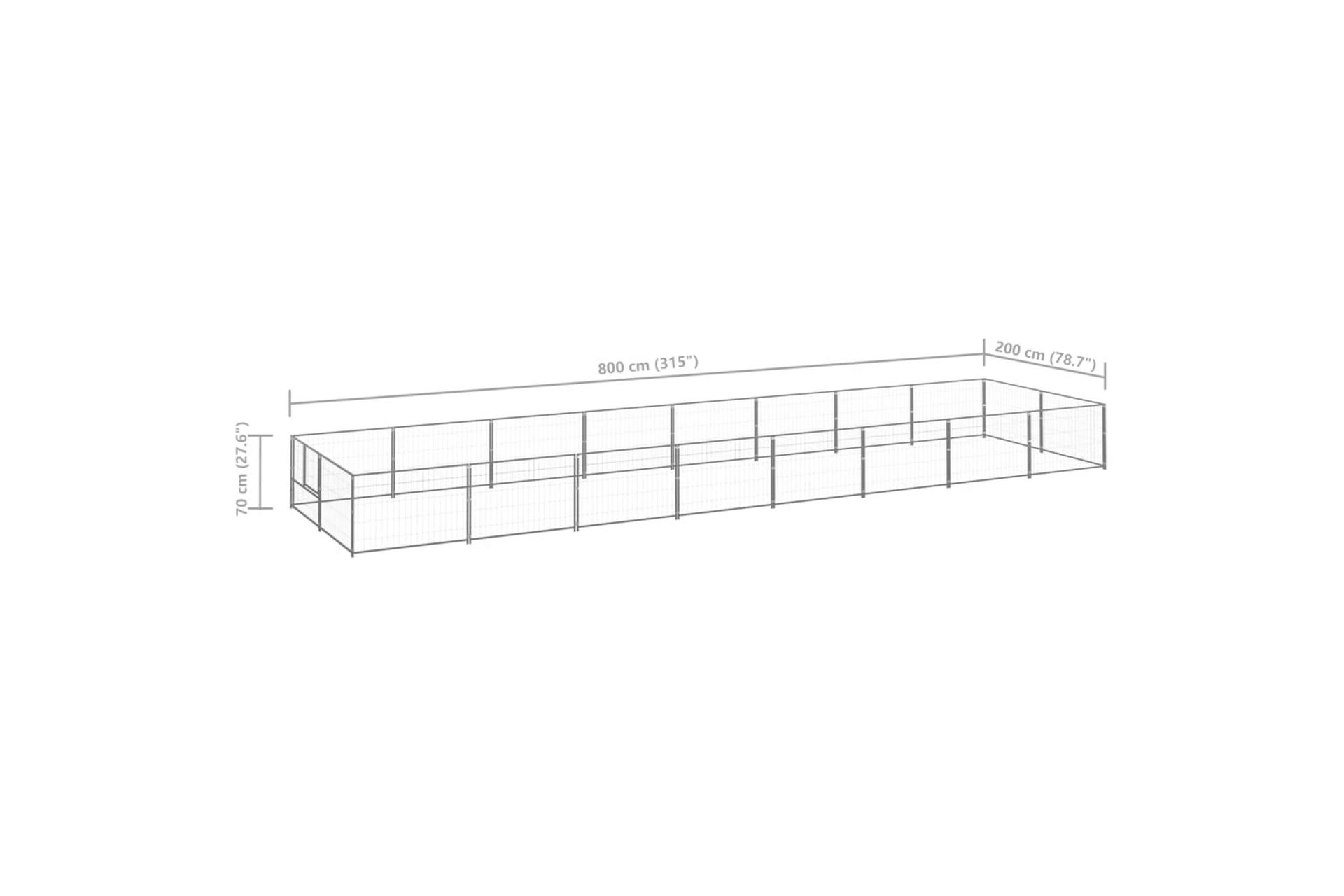 Koiranhäkki hopea 16 m² teräs - Hopea - Urheilu & vapaa-aika - Eläimille - Koira - Koirien kalusteet